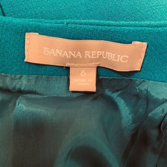 Banana Republic Emerald Blue A Line Welt Pockets Mini Skirt Size 6 - Picture 11 of 12